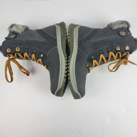 Santana Canada Milly Boots Waterproof Leather Faux fur Gray Size 8.5 - Picture 4 of 14